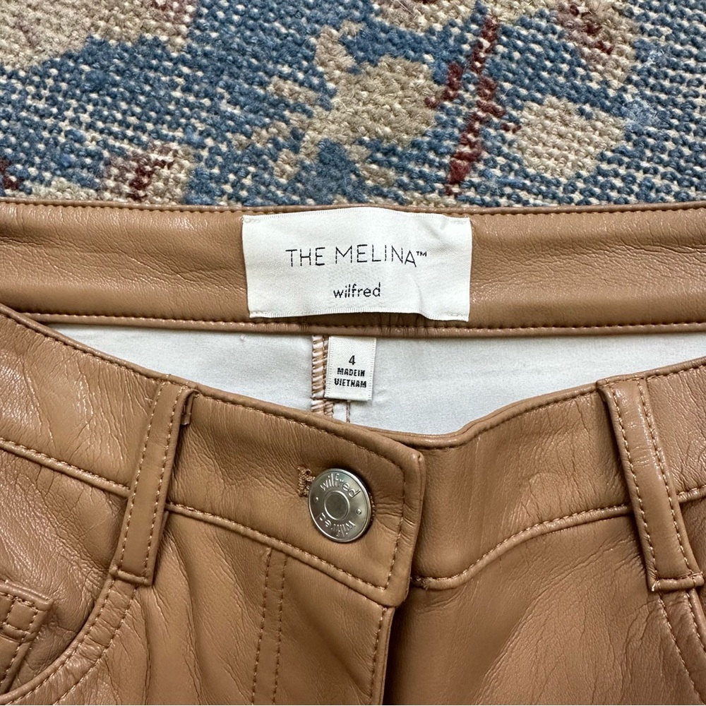 Aritzia Wilfred The Melina™ Faux Leather Straight Pant in Constant Camel 4 - Picture 8 of 9